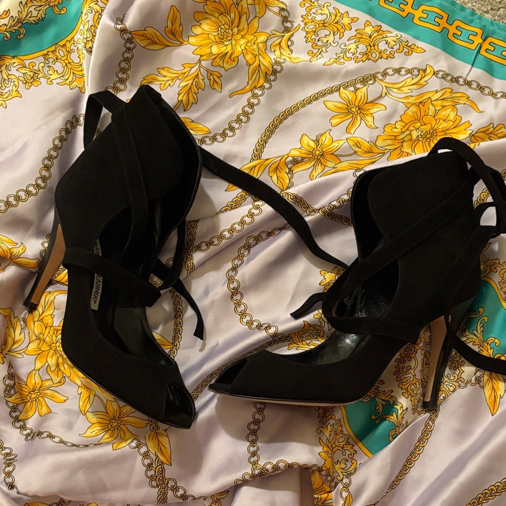 Manolo Blahnik Black Suede Heels